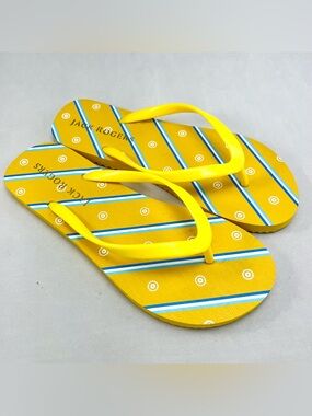NWOB Jack Rogers Sunflower Flip Flops Sandals Yellow Striped Size 7-8